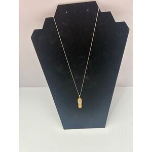 Gold 925 Sterling Silver Flip Flop Cross Pendant Necklace Sandal Charm Religious